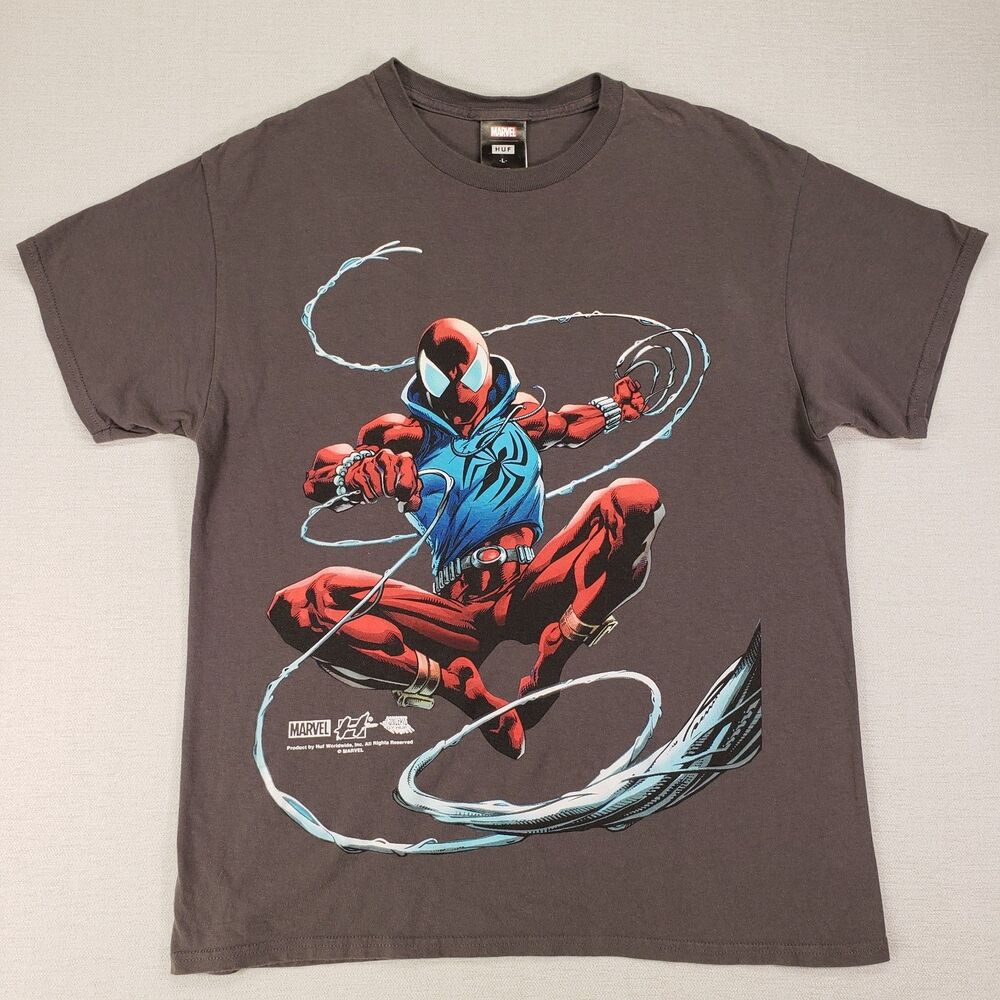HUF x Marvel Scarlet Spider-Verse Graphic T Shirt Mens Large Charcoal Gray